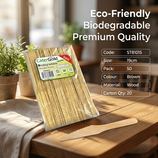 Biodegradable Wooden Knives 50 pack
