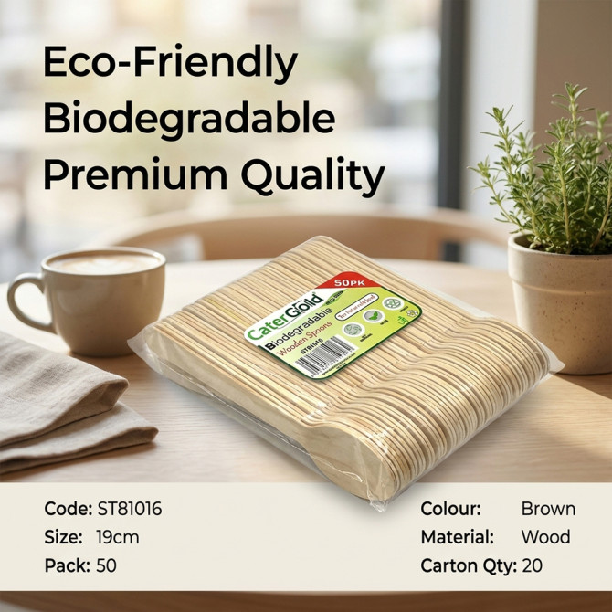 Biodegradable Wooden Spoons 50 pack