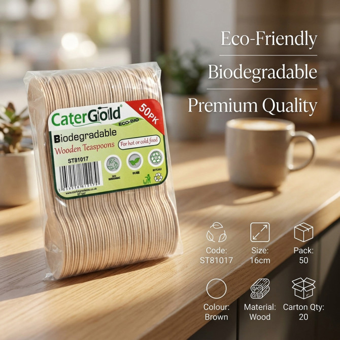 Biodegradable Wooden Tea Spoons 50 pack image
