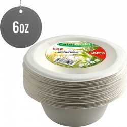 Biodegradeable Bagasse Bowl Recyclable 6oz 20pack