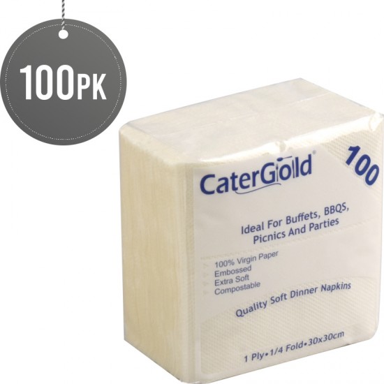 CaterGold Napkins Cream 1 ply 30 x 30cm 100pack Disposable image