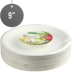 Biodegradeable Bagasse Plates Recyclable 9" 50PACK