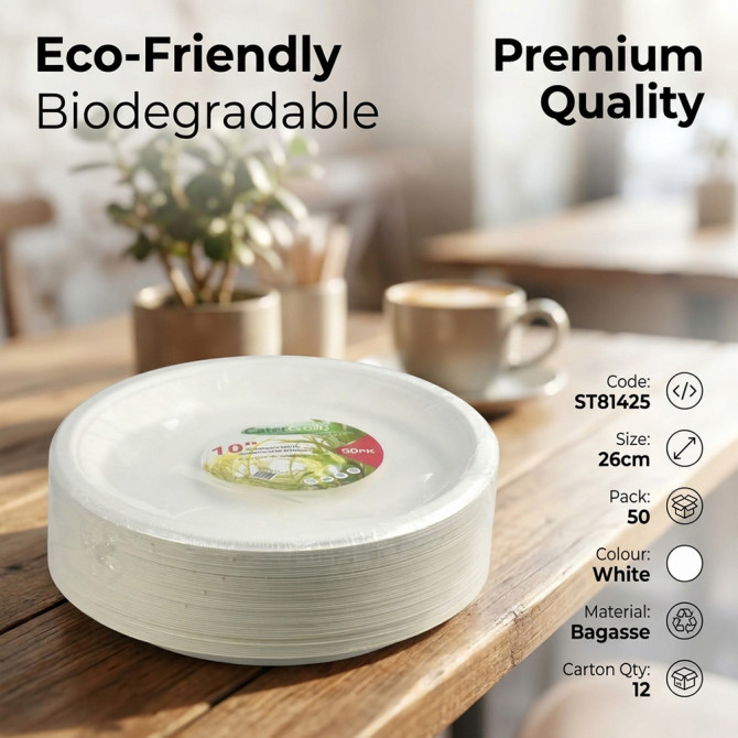 Biodegradeable Bagasse Plates Recyclable 10