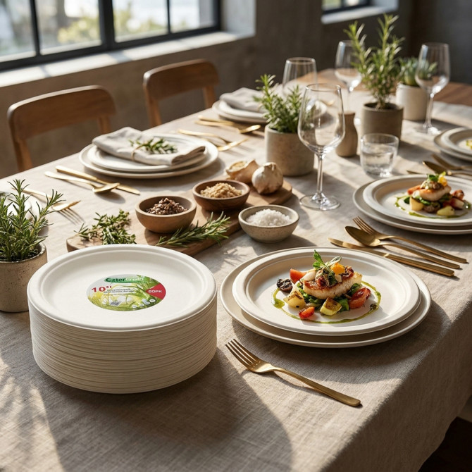 Biodegradeable Bagasse Plates Recyclable 10