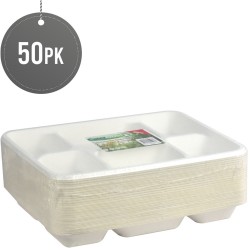 Biodegradeable Bagasse Plates Recyclable 6 Compartment 50pack