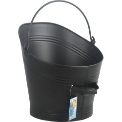 Waterloo Coal Scuttle Bucket With Flat Lip Black