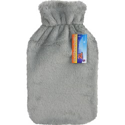Faux Fur Cover Hot Water Bottle 2L Grey