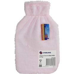 Faux Fur Cover Hot Water Bottle 2L Pink