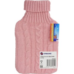 Knitted Cover Hot Water Bottle 2L Pink