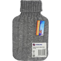 Knitted Cover Hot Water Bottle 2L Grey