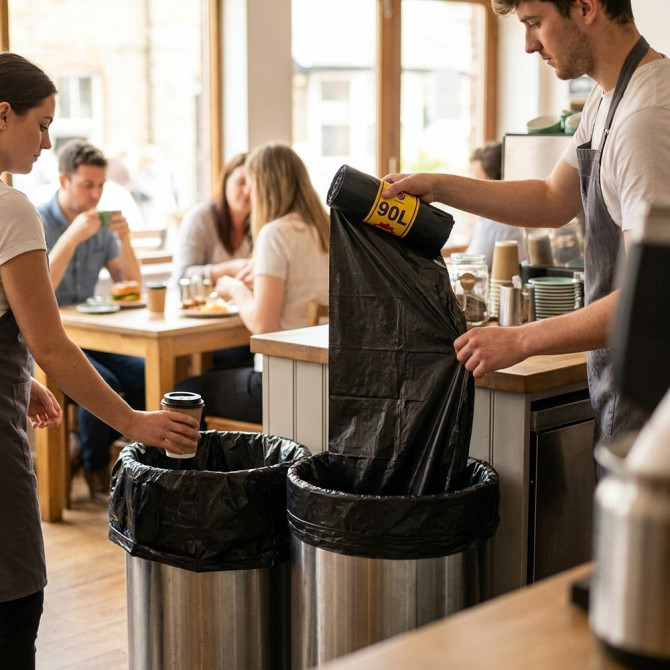 Bin Liner Heavy Duty Refuse Sacks Bin Bags Liners 90L 50 pack (76x96cm) CLEANING PRODUCTS image