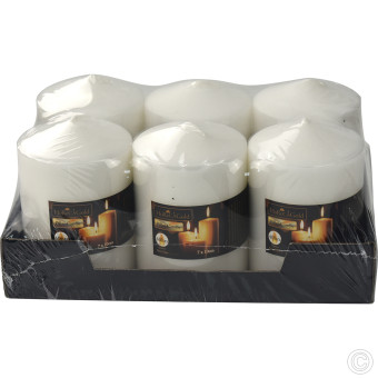 HorecaGold Pillar Candles White 7x10 cm 6pack (40 HRS Burn Time )