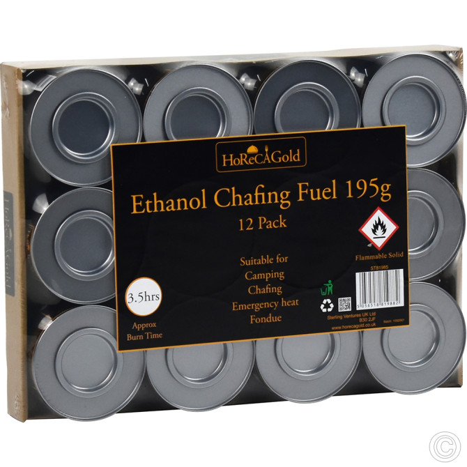 HorecaGold Ethanol Chafing Fuel 195g 12pack (3.5 hours) image
