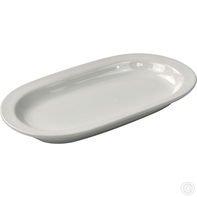 HorecaGold Porcelain Flared Rimmed Oval Platter 260mm 10