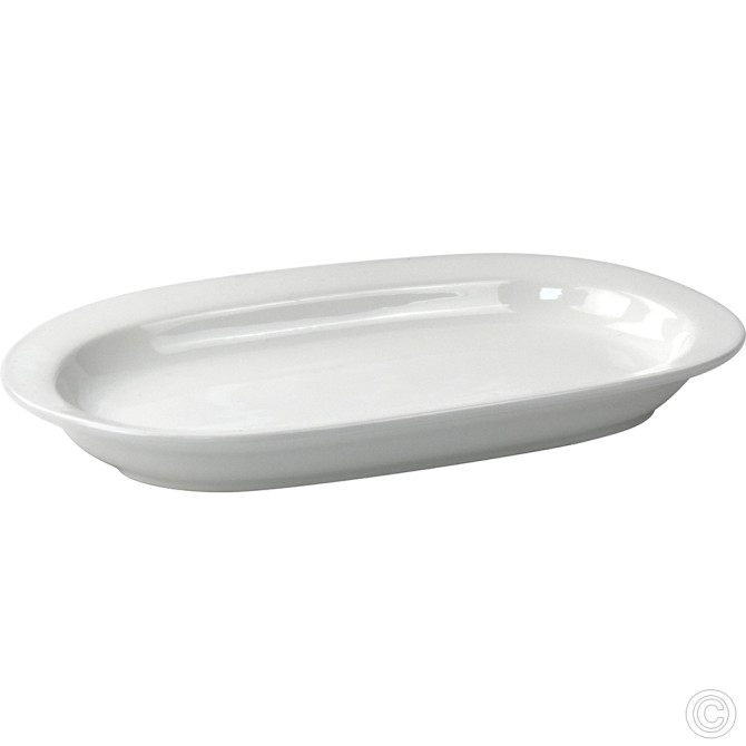 HorecaGold Porcelain Flared Rimmed Oval Platter 320mm 12.5