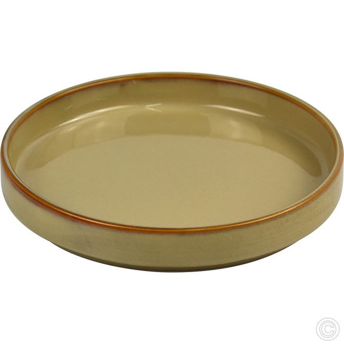 HorecaGold Porcelain Round Stacking Tray 800ML 28Oz Reactive Glaze Brown SERVEWARE image