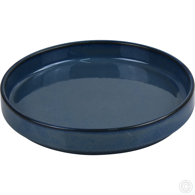 HorecaGold Porcelain Round Stacking Tray 800ML 28Oz Reactive Glaze Blue SERVEWARE image