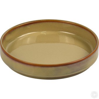 HorecaGold Porcelain Round Stacking Tray 650ML 22Oz Reactive Glaze Brown