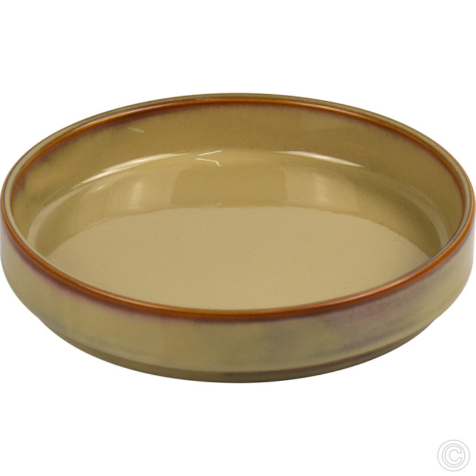 HorecaGold Porcelain Round Stacking Tray 650ML 22Oz Reactive Glaze Brown SERVEWARE image