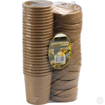 HorecaGold Paper Soup Cup With Lid Kraft 25pk 453ml/16oz