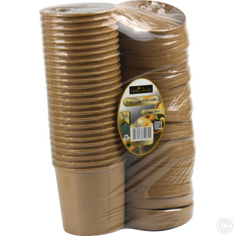 HorecaGold Paper Soup Cup With Lid Kraft 25pk 795ml/28oz