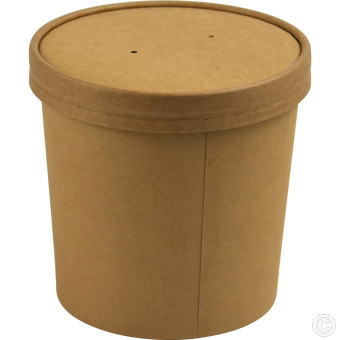 HorecaGold Paper Soup Cup With Lid Kraft 25pk 795ml/28oz