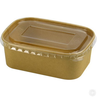 HorecaGold Rectangular Container With PET Lid Kraft 25pk 750ml/26oz