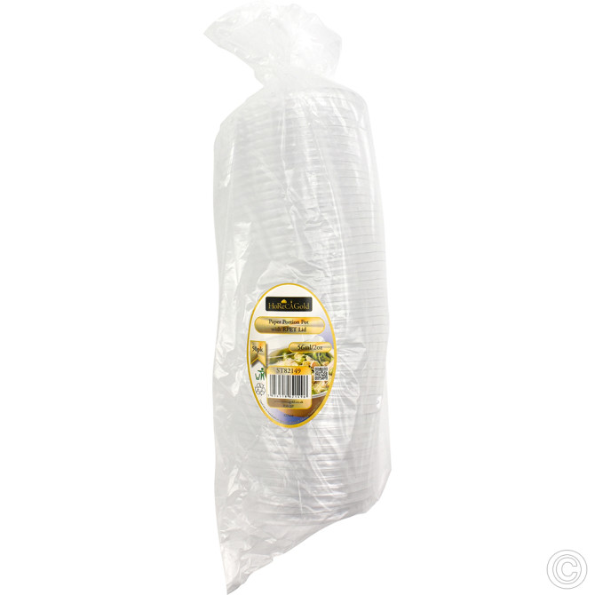 HorecaGold Paper Portion Pot RPET Lid Kraft 50pk 2oz & 4oz image