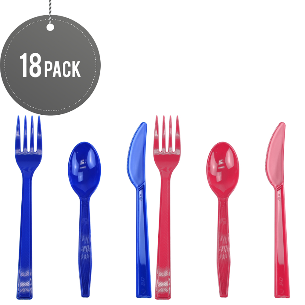 Quality Wholesale Heavy Duty Disposable Cutlery Set 18pack Blue