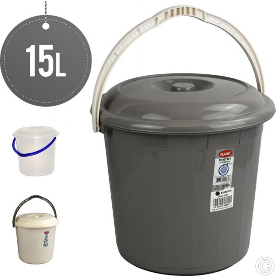 Sturdy Bucket With Lid Clear 15L BINS & BUCKETS image