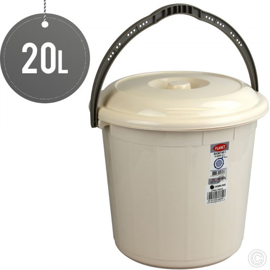 Plastic Bucket With Lid 20L Cream image