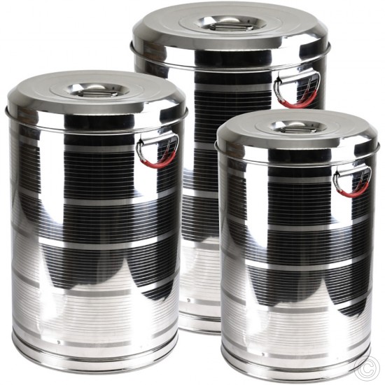 Stainless Steel Storage Drum Cannisters (34/37/39cm 3pc) FOOD STORAGE image