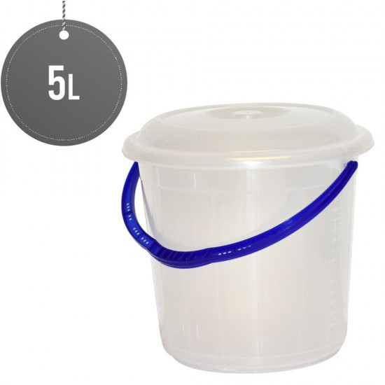 Sturdy Plastic Bucket With Lid Clear 5L image