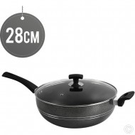 Ashley Non-Stick Wok 28CM Long Handle With Glass Lid