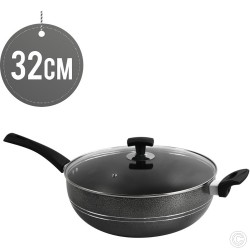 Ashley Non-Stick Wok 32CM Long Handle With Glass Lid
