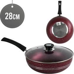 Ashley NS Wok 28CM RED w/Lid Induction Long Handle