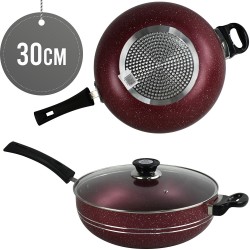 Ashley NS Wok 30CM RED w/Lid Induction Long Handle