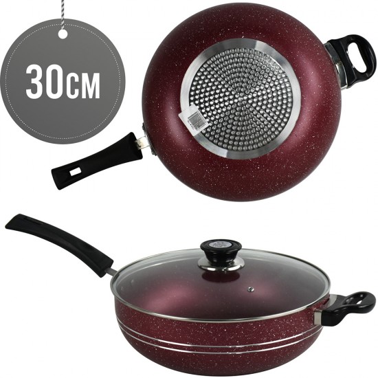 Ashley NS Wok 30CM RED w/Lid Induction Long Handle image