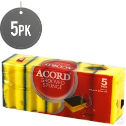 Acord Grooved Foam Sponge Scourers 5pack