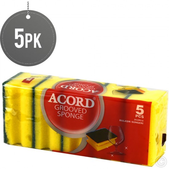 Acord Grooved Foam Sponge Scourers 5pack CLEANING PRODUCTS, CLEANING PRODUCTS image
