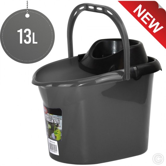 Plastic Mop Bucket With Detachable Strainer 13L CLEANING PRODUCTS image