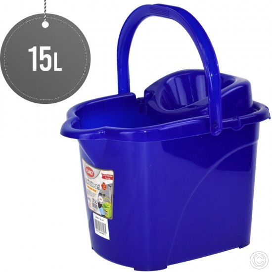 Plastic Mop Bucket With Wheels 15L image