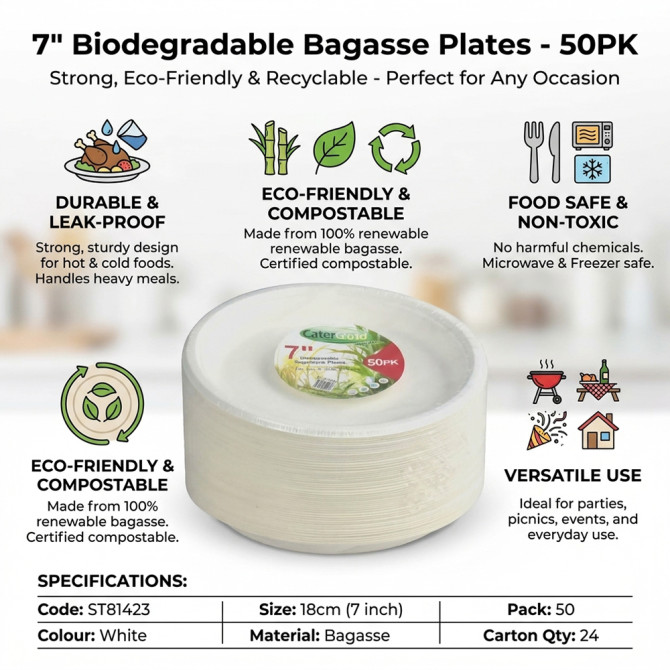Biodegradeable Bagasse Plates Recyclable 7