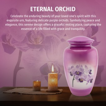 Urns for Ashes Adult Large Cremation Urns Funeral Memorial with Purple Orchids