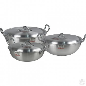 Klassic Aluminium Round Wok Karahi Set 32, 34, 36cm