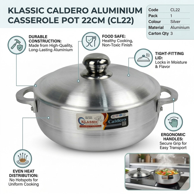 Klassic Caldero Aluminium Casserole Pot 24cm ALUMINIUM COOKWARE image