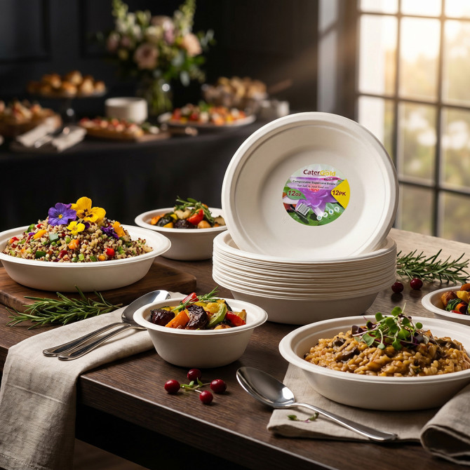 Biodegradeable Bagasse Bowl Recyclable 12oz 15pack image