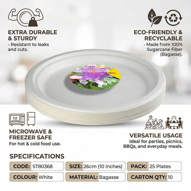 Biodegradeable Bagasse Plates Recyclable 10 image