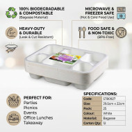 Biodegradeable Bagasse Plates Recyclable 6CP 25pk