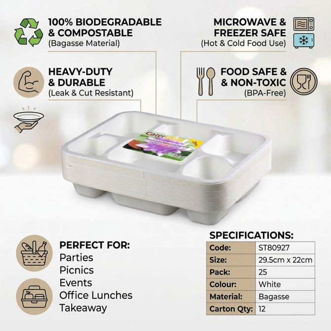 Biodegradeable Bagasse Plates Recyclable 6CP 25pk image